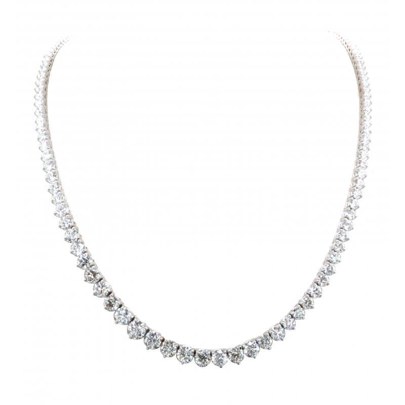 14k White Gold Riviera 14.20 Ct. Tw. Round Brilliant Cut Diamond Necklace