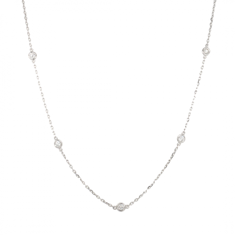 14k White Gold 0.58 Ct. Tw. Diamond by the Yard Necklace