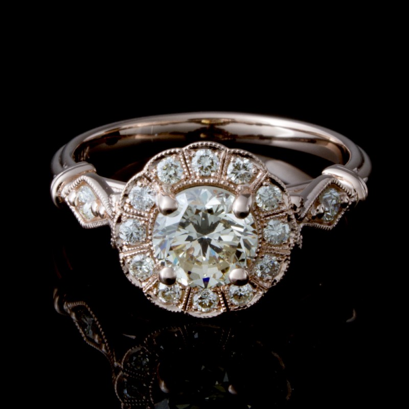 Custom 14K Rose Gold Diamond Ring 