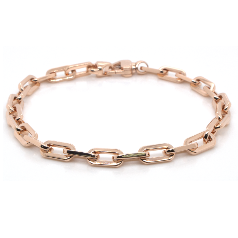 14k Solid Rose Gold Paper Clip 5mm Chain Bracelet