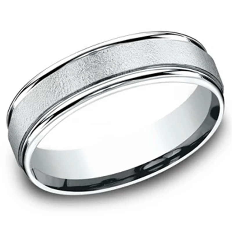 Men's 14k White Gold 6.00 MM. Benchmark Band