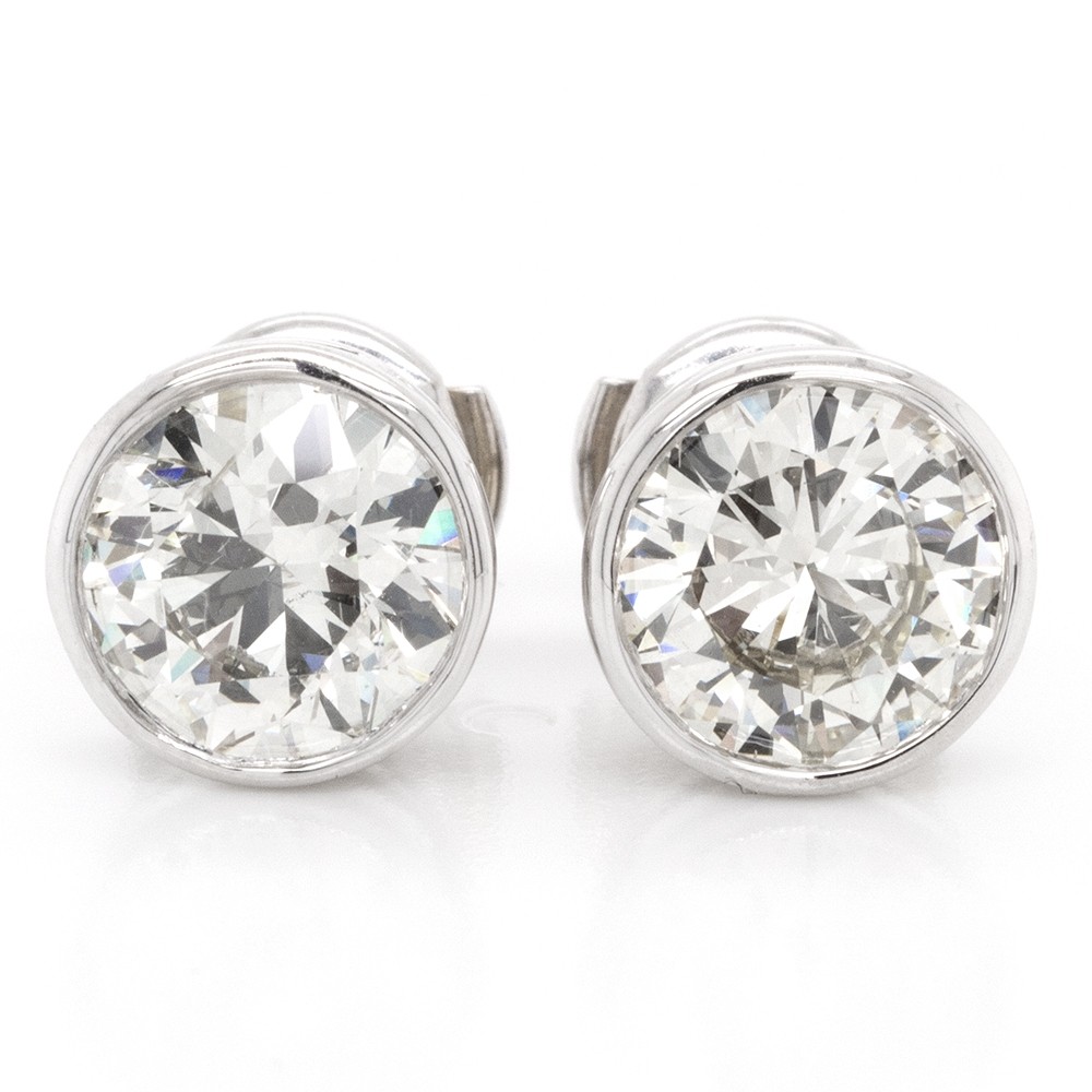 Details about   2 Ct Round Brilliant Cut 14k white Gold Over Bezel Set Solitaire Stud Earrings 