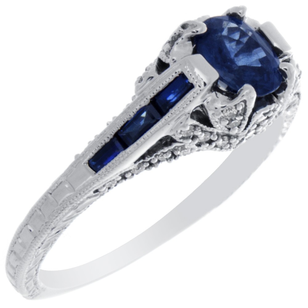 14k White Gold Custom Blue Sapphire And Diamond Anniversary Ring #100603 -  Seattle Bellevue | Joseph Jewelry