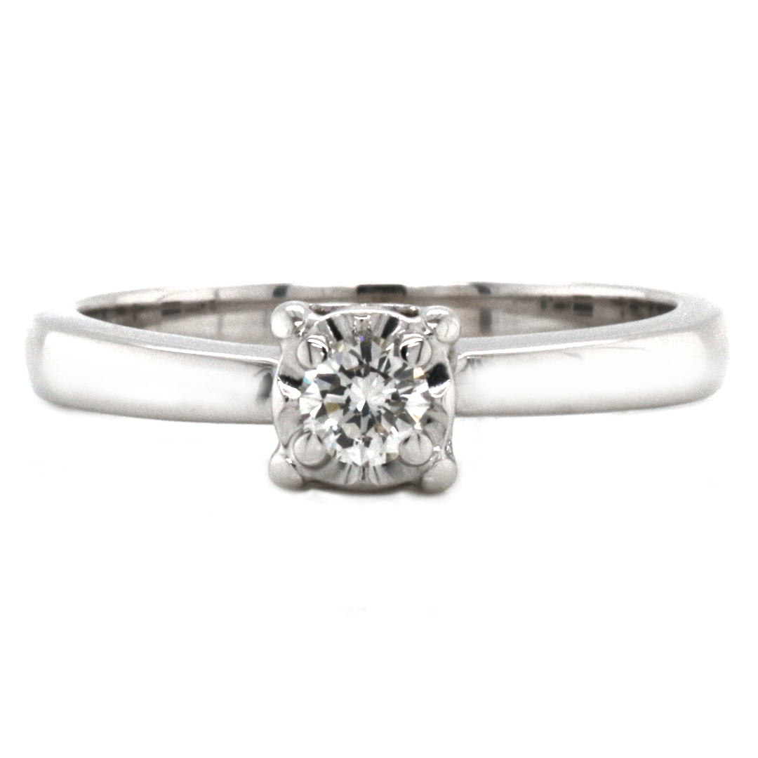 14k White Gold 0.16ct. Round Brilliant Diamond 4 Prong Tiffany