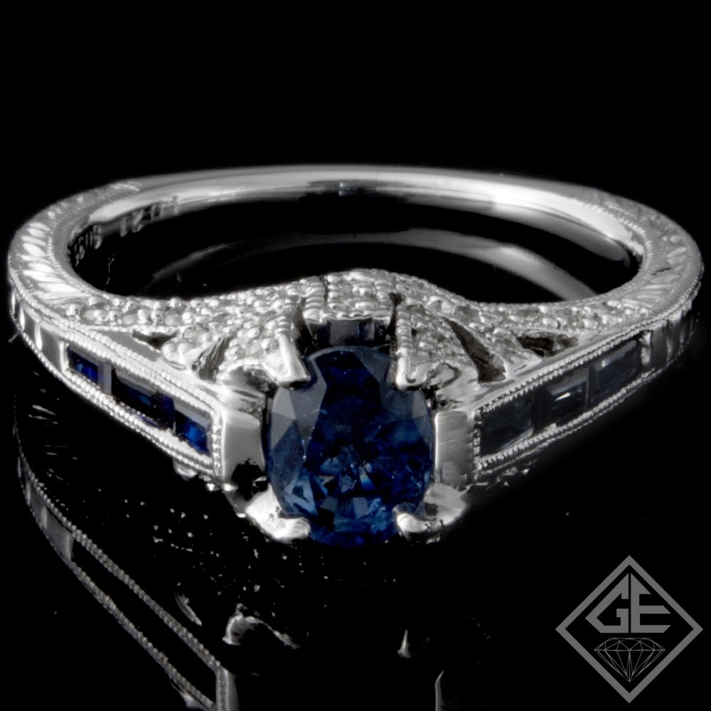 Two By London TWO by London 18k Blue Sapphire & White Diamond Two Row  Anniversary Band London Jewelers Bridal Boutique