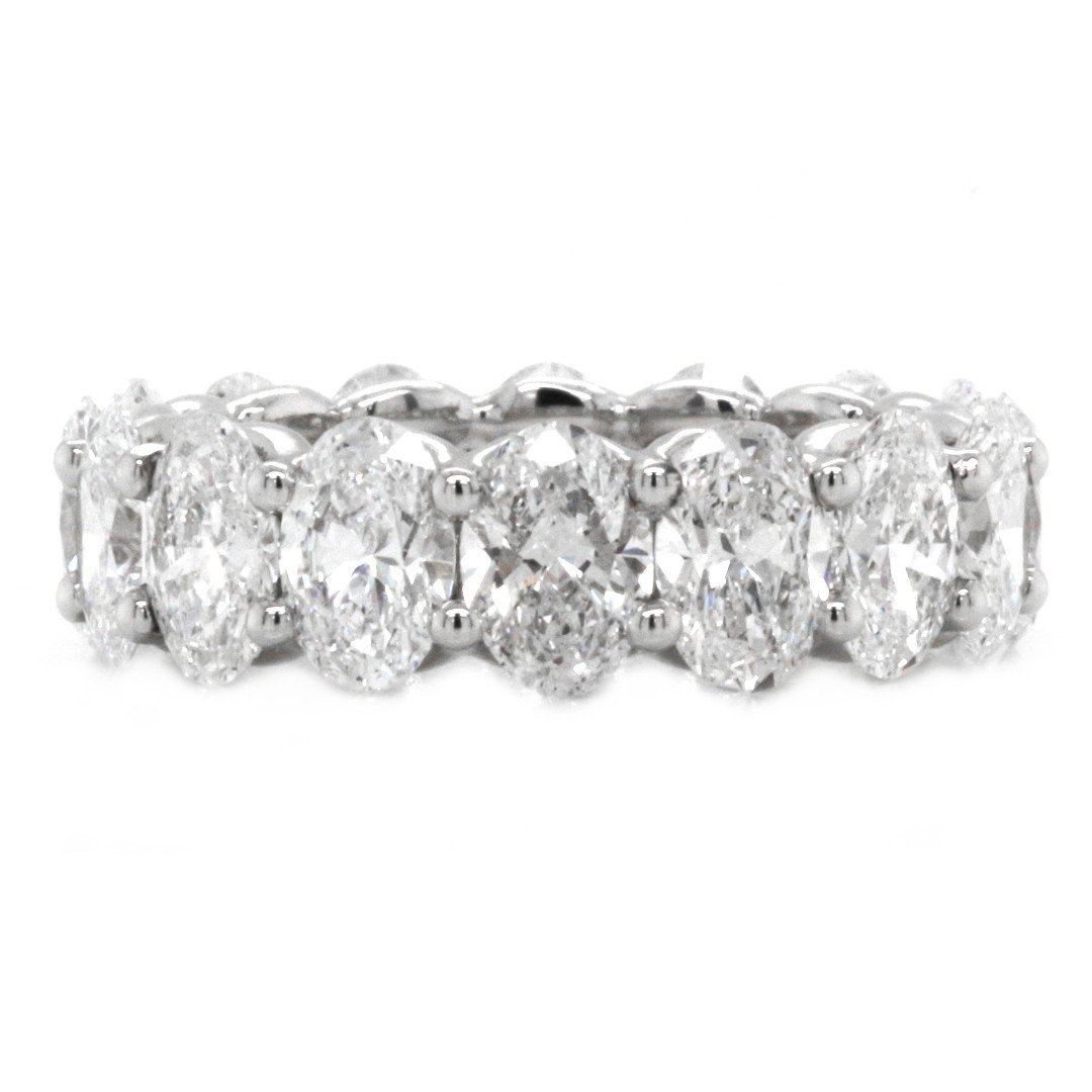 14k White Gold 5.12 ct. tw. Oval Shape Lab Grown Diamonds Eternity Ring