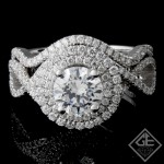 Ladies Diamond Bridal set Ring with 0.59 carat Round brilliant cut side diamonds.