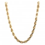 14k Yellow Gold Diamond Cut Rope 7mm, 24" Chain Necklace