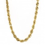 14k Yellow Gold Diamond Cut Rope 8mm, 26" Chain Necklace