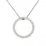 Ladies 14k White Gold Circle Pendant with 0.77 ct. Round Diamonds 