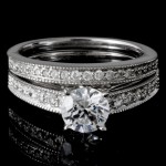 0.55 CTWT Round Cut Diamond Pave Set Bridal Set in 14k White Gold