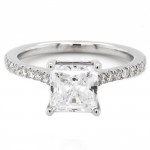 14k White Gold Diamond Engagement Ring with 0.18ct Round Brilliant Cut Side Diamonds (Center Stone Sold Separately)