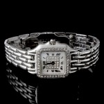 Ladies Quartz Watch with Fold Over Lock in 14k White Gold