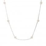 Ladies Akoya Pearl By The Yard Necklace in 14k White Gold
