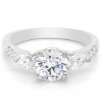 14k White Gold 0.72 Ct. Tw. Marquise and Round Diamond Engagement Ring