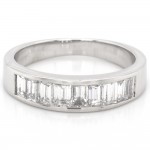 1.09 CTWT Baguette Cut Diamond Anniversary Band in 14k White Gold