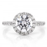 Platinum Round Brilliant Cut Diamonds with 0.58cts Halo Pave Engagement Ring (Center Stone Sold Separately)