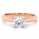 14k Rose and White Gold Solitaire with 0.10ct Round Cut Diamond Pave Engagement Ring (Center Stone Sold Separately)