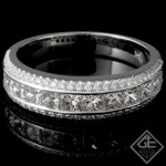 1.55 carat Round & Princess Cut Diamond Wedding Band in 14k White Gold