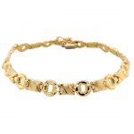 14k Yellow Gold Fancy Link Chain 7.60mm, 7.50" Hollow Bracelet