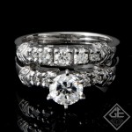 Ladies Diamond Bridal set Ring with 0.63 carat Round brilliant cut side diamonds