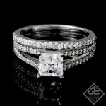 Ladies Diamond Bridal set Ring with 0.45 carat Round brilliant cut side diamonds.