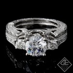 Ladies Diamond Bridal set Ring with 1.53 carat Round brilliant cut side diamonds.