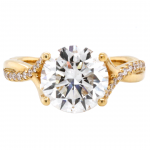 18k Yellow Gold 3.02 ct. Round Brilliant Cut Lab Grown Center Diamond Pave Split Shank Engagement Ring