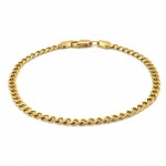 14k Yellow Gold Curb Chain 3.2mm, 7" Bracelet