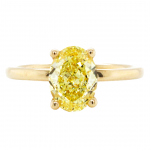 Fancy Vivid Yellow 1.11ct. Oval Diamond Solitaire Engagement Ring in 14k Yellow Gold