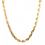 14k Yellow Gold Diamond Cut Rope 6mm, 22" Chain Necklace