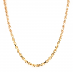 14k Yellow Gold Diamond Cut Rope 4mm, 26" Chain Necklace