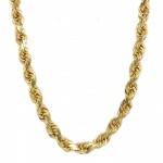 14k Yellow Gold Diamond Cut Rope Chain 7mm, 22" Necklace