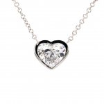 14k White Gold 1.07ct. Heart Shaped Lab Grown Diamond Bezel Set Pendant
