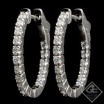 14k White Gold 1.38 Ct. Tw. Inside-Outside Round Brilliant Cut Diamond Hoop Earrings
