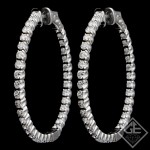 14k White Gold 2.11 Ct. Tw. Inside-Outside Round Brilliant Cut Diamond Hoop Earrings 