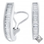 14k White Gold 1.28 Ct. Tw. Invisible Set Baguette Cut Diamond Hoop Earrings