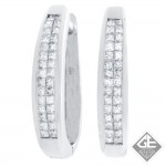 18k White Gold 1.38 Ct. Tw. Invisible Set Two-Row Princess Cut Diamond Hoop Earrings