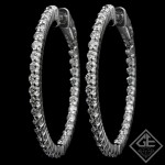 14k White Gold 2.07 Ct. Wt. Inside-Outside Round Brilliant Cut Diamond Hoop Earrings