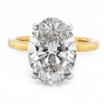 18k Two-Toned White and Yellow Gold 4.43 ct. tw. Oval Shape Lab Grown Solitaire Engagement Ring