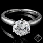 14k White Gold Round Brilliant Cut Diamond on 6-Prong Setting (Center Stone Sold Separately)