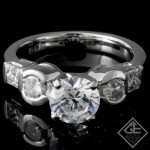 Platinum 0.70 Ct. Tw. Round And Princess Cut Diamond Engagement Ring (Center Stone Sold Separately)