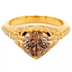 18k Yellow Gold Ladies Fancy Brown 3.01 Ct. Tw. Round Brilliant Cut Diamond Engagement Ring