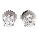 14k White Gold 1.27 Ct. Tw. Round Brilliant Cut Diamond Stud Earrings on 4-Prong Martini Push Back Settings