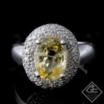 3.03 Ct Yellow Sapphire with Round Brilliant Cut Diamond Fashion Ring 14k White Gold