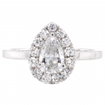 14k White Gold 0.71 ct. tw. Pear Shape Brilliant Cut Center Diamond Halo Pave Engagement Ring