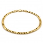 14k Yellow Gold Miami Cuban Link Chain 3.3mm, 7" Bracelet