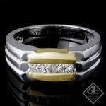Men's Diamond Wedding Band 0.47 ct Princess cut 14k 2 Tone Gold