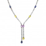 14k White Gold 3.64 Ct. Tw. Sapphires and 2.43 Ct. Tw. Diamond Necklace