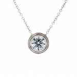 14k White Gold 0.55ct. Round Brilliant Cut Lab Grown Diamond Bezel Set Solitaire Necklace